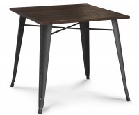 "Ares" Old Style Metal Table 80x80 cm - Wood Tabletop