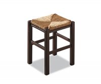 "Rustico" Low Wooden Barstool - Straw Seat