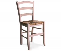 "Anita" Rustic Unvarnished Wood Chair - Straw Seat