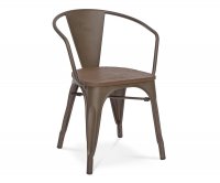 "Clizia" Old Style Metal Armchair - Wood seat
