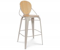 "Mascha" Metal Stool - Wooden Seat and Back