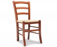 "Anita" Rustic Wood Chair - Straw Seat