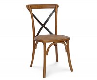 "Cross" Wooden Chair - Rattan Seat Metal Crosses