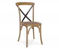 "Cross" Shabby Wooden Chair - Metal Crosses